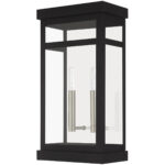 9.25 inch 2 Light Black Outdoor Wall Lantern with Clear Glass Shade-Lighting LumensLantern