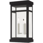 9.25 inch 2 Light Black Outdoor Wall Lantern with Clear Glass Shade-Lighting LumensLantern