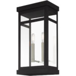 9.25 inch 2 Light Black Outdoor Wall Lantern with Clear Glass Shade-Lighting LumensLantern