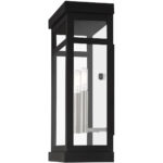 9.25 inch 2 Light Black Outdoor Wall Lantern with Clear Glass Shade-Lighting LumensLantern