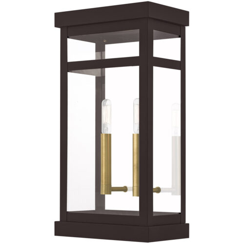 9.25 inch 2 Light Bronze Outdoor Wall Lantern with Clear Glass Shade-Lighting LumensLantern