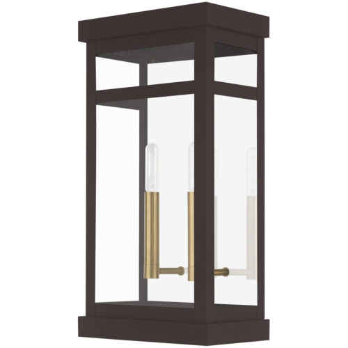 9.25 inch 2 Light Bronze Outdoor Wall Lantern with Clear Glass Shade-Lighting LumensLantern