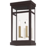 9.25 inch 2 Light Bronze Outdoor Wall Lantern with Clear Glass Shade-Lighting LumensLantern