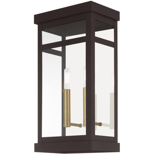 9.25 inch 2 Light Bronze Outdoor Wall Lantern with Clear Glass Shade-Lighting LumensLantern