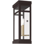 9.25 inch 2 Light Bronze Outdoor Wall Lantern with Clear Glass Shade-Lighting LumensLantern