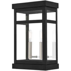 9.25 inch 2 Light Black Outdoor Wall Lantern with Clear Glass Shade-Lighting LumensLantern