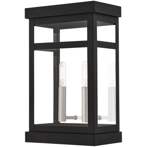 9.25 inch 2 Light Black Outdoor Wall Lantern with Clear Glass Shade-Lighting LumensLantern