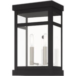 9.25 inch 2 Light Black Outdoor Wall Lantern with Clear Glass Shade-Lighting LumensLantern