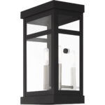 9.25 inch 2 Light Black Outdoor Wall Lantern with Clear Glass Shade-Lighting LumensLantern