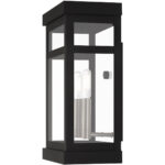 9.25 inch 2 Light Black Outdoor Wall Lantern with Clear Glass Shade-Lighting LumensLantern