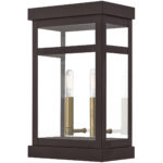 9.25 inch 2 Light Bronze Outdoor Wall Lantern with Clear Glass Shade-Lighting LumensLantern