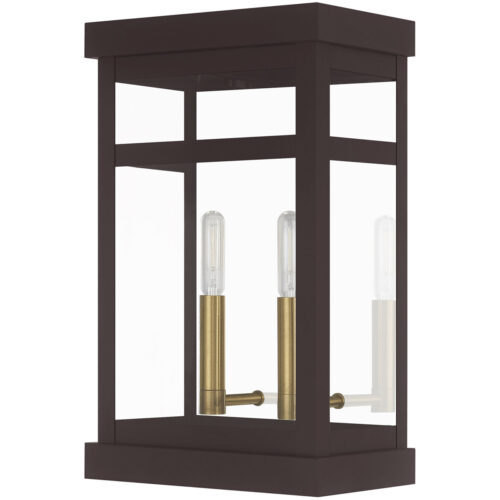 9.25 inch 2 Light Bronze Outdoor Wall Lantern with Clear Glass Shade-Lighting LumensLantern