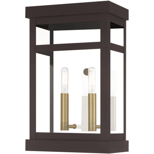 9.25 inch 2 Light Bronze Outdoor Wall Lantern with Clear Glass Shade-Lighting LumensLantern