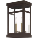 9.25 inch 2 Light Bronze Outdoor Wall Lantern with Clear Glass Shade-Lighting LumensLantern