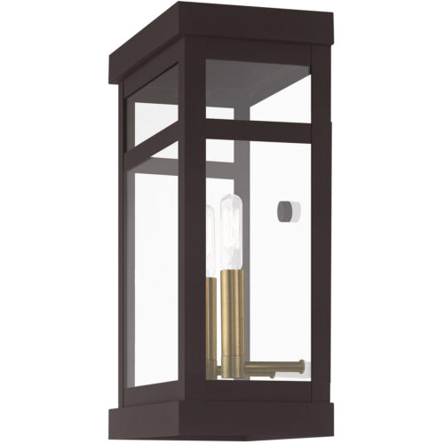 9.25 inch 2 Light Bronze Outdoor Wall Lantern with Clear Glass Shade-Lighting LumensLantern