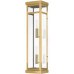 5.5 inch 2 Light Antique Brass Outdoor Wall Lantern with Clear Glass Shade-Lighting LumensLantern