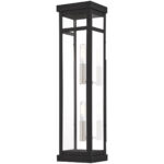 5.5 inch 2 Light Black Outdoor Wall Lantern with Clear Glass Shade-Lighting LumensLantern