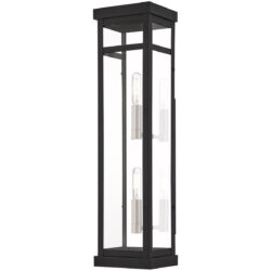 5.5 inch 2 Light Black Outdoor Wall Lantern with Clear Glass Shade-Lighting LumensLantern