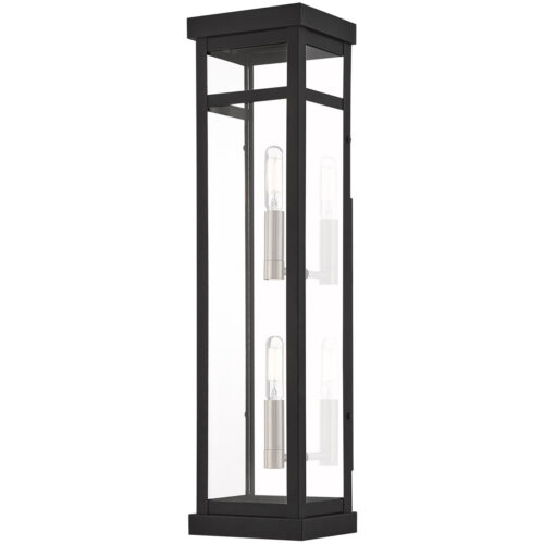 5.5 inch 2 Light Black Outdoor Wall Lantern with Clear Glass Shade-Lighting LumensLantern