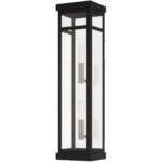 5.5 inch 2 Light Black Outdoor Wall Lantern with Clear Glass Shade-Lighting LumensLantern