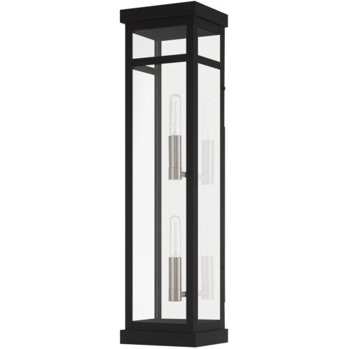 5.5 inch 2 Light Black Outdoor Wall Lantern with Clear Glass Shade-Lighting LumensLantern