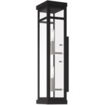 5.5 inch 2 Light Black Outdoor Wall Lantern with Clear Glass Shade-Lighting LumensLantern