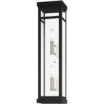 5.5 inch 2 Light Black Outdoor Wall Lantern with Clear Glass Shade-Lighting LumensLantern