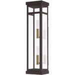 5.5 inch 2 Light Bronze Outdoor Wall Lantern with Clear Glass Shade-Lighting LumensLantern