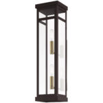 5.5 inch 2 Light Bronze Outdoor Wall Lantern with Clear Glass Shade-Lighting LumensLantern