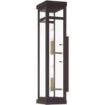 5.5 inch 2 Light Bronze Outdoor Wall Lantern with Clear Glass Shade-Lighting LumensLantern