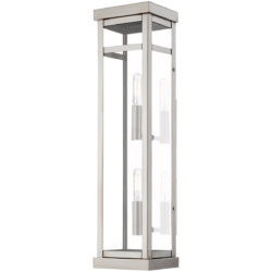 5.5 inch 2 Light Brushed Nickel Outdoor Wall Lantern with Clear Glass Shade-Lighting LumensLantern