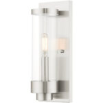 4.75 inch 1 Light Brushed Nickel Outdoor ADA Wall Lantern with Clear Glass Shade-Lighting LumensLantern