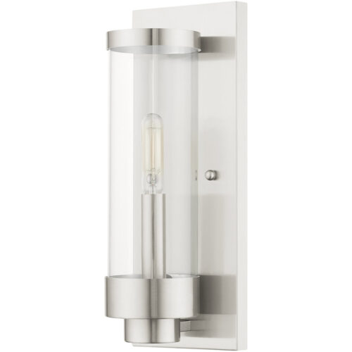 4.75 inch 1 Light Brushed Nickel Outdoor ADA Wall Lantern with Clear Glass Shade-Lighting LumensLantern