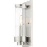 4.75 inch 1 Light Brushed Nickel Outdoor ADA Wall Lantern with Clear Glass Shade-Lighting LumensLantern