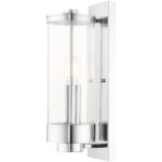 5.25 inch 2 Light Polished Chrome Outdoor Wall Lantern with Clear Glass Shade-Lighting LumensLantern