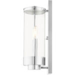 5.25 inch 2 Light Polished Chrome Outdoor Wall Lantern with Clear Glass Shade-Lighting LumensLantern