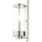 5.25 inch 2 Light Brushed Nickel Outdoor Wall Lantern with Clear Glass Shade-Lighting LumensLantern