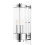 6.375 inch 3 Light Polished Chrome Outdoor Wall Lantern with Clear Glass Shade-Lighting LumensLantern