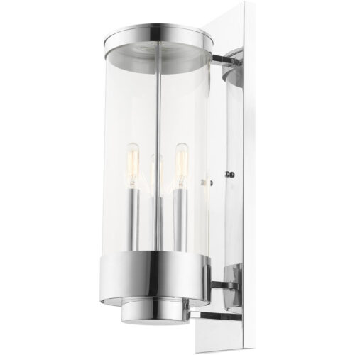 6.375 inch 3 Light Polished Chrome Outdoor Wall Lantern with Clear Glass Shade-Lighting LumensLantern