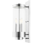 6.375 inch 3 Light Polished Chrome Outdoor Wall Lantern with Clear Glass Shade-Lighting LumensLantern