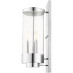 6.375 inch 3 Light Polished Chrome Outdoor Wall Lantern with Clear Glass Shade-Lighting LumensLantern