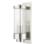 6.375 inch 3 Light Brushed Nickel Outdoor Wall Lantern with Clear Glass Shade-Lighting LumensLantern