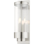 6.375 inch 3 Light Brushed Nickel Outdoor Wall Lantern with Clear Glass Shade-Lighting LumensLantern