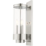 6.375 inch 3 Light Brushed Nickel Outdoor Wall Lantern with Clear Glass Shade-Lighting LumensLantern