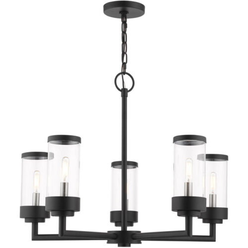 20725-14 5 Light Textured Black Outdoor Chandelier-Lighting LumensChandeliers