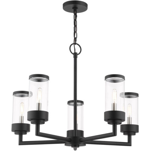 20725-14 5 Light Textured Black Outdoor Chandelier-Lighting LumensChandeliers