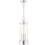 3 Light Polished Chrome Outdoor Pendant Lantern with Clear Glass Shade-Lighting LumensLantern