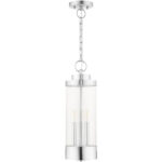 3 Light Polished Chrome Outdoor Pendant Lantern with Clear Glass Shade-Lighting LumensLantern