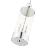 3 Light Polished Chrome Outdoor Pendant Lantern with Clear Glass Shade-Lighting LumensLantern