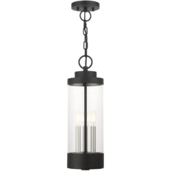 20727-14 3 Light Textured Black Outdoor Pendant Lantern-Lighting LumensLantern